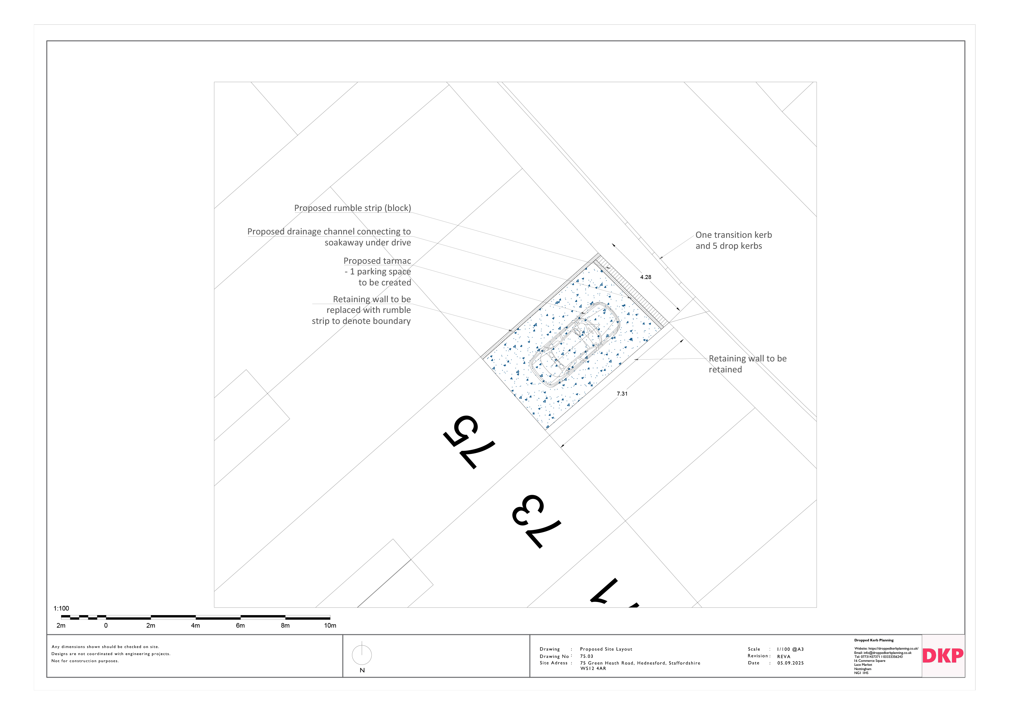 Planning drawing for dropped kerb at Green Heath Road, Hednesford