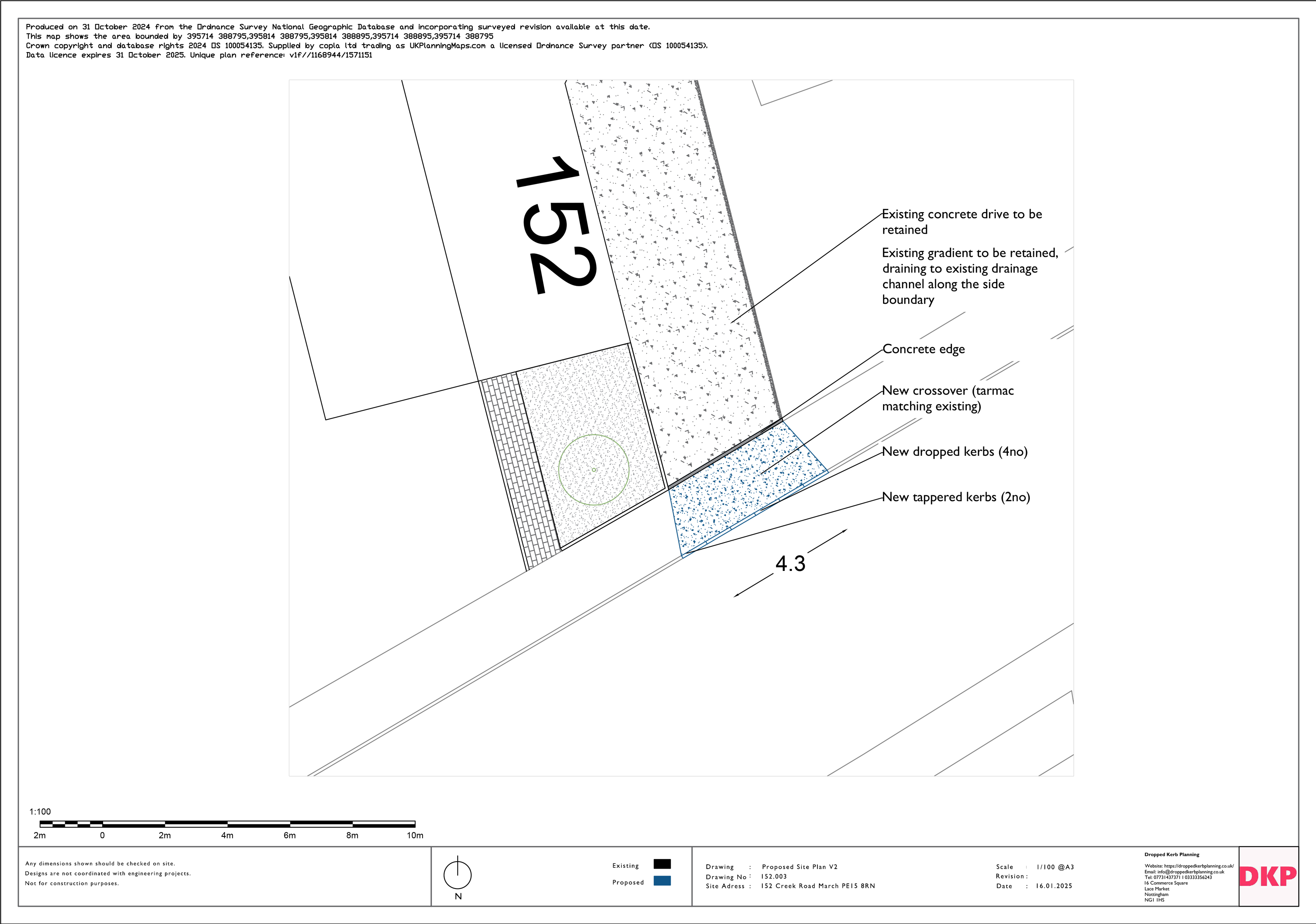 Planning drawing for dropped kerb at Creek Road, March